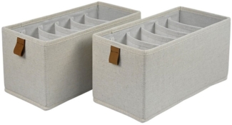 hausleben Organizer 2er Set Aufbewahrungsbox mit 6 Fächern, Faltbare Stoffbox 30x15x15cm