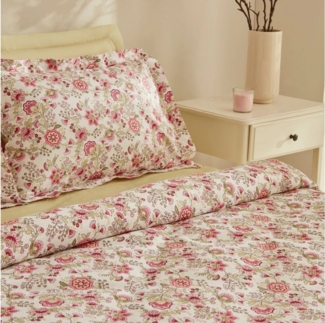 Karaca Bettwäsche Karaca Home Molly 100% Baumwolle Doppelbett Tagesdecke Set Rosa