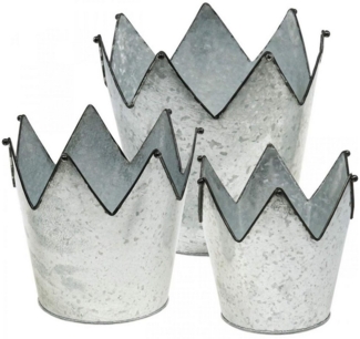 Viana Übertopf Übertopf Set Krone Metall Zink Deko Schwarz-Rand Konisch