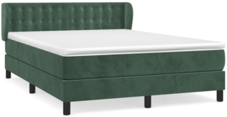 Doppelbett, Polsterbett mit Matratze Samt Dunkelgrün 140x200 cm