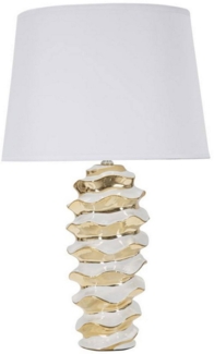 Dmora Tischlampe Ashcan, Schreibtischleuchte, Büroleuchte, Arbeitslampe, 33x33 h53 cm, Weiß und Gold