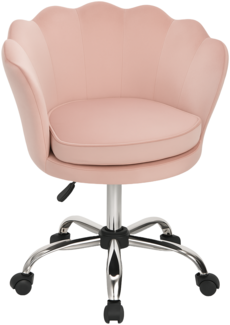 Delman Retro Samt Bürostuhl Pink ? Drehstuhl im Mid-Century Design, Schminktischstuhl, höhenverstellbar, bis 80 kg, 02-0062PK