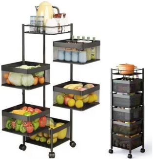 Refined Living Küchenwagen 5 Ebenen Rollwagen Eckig mit Rollen Küchenregal Snack Obst Gemüse, (1 St), Küchenwagen Beistellwagen für Küche Badezimmer Wohnzimmer Servierwagen