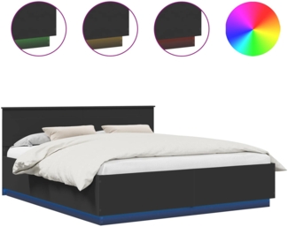 vidaXL Bettrahmen mit Kopfteil Schwarz 200 x 200 cm Holzwerkstoff 3408041