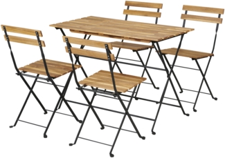 DELUKE® Bistroset 5-teilig RAVIO Holz - Klappbar, Wetterfest | Gartenmöbel Set 4 Personen Terrassenmöbel Set klappbar Personen Bistrotisch mit 4 Stühlen Sitzgarnitur