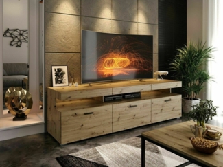 yourhouse24 Lowboard BRASILIA TV-Schrank Hochglanz Artisan Eiche Schwarz Fernsehschrank
