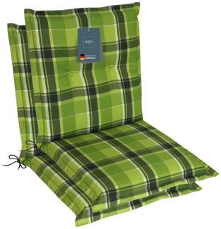 LILENO HOME Polsterauflage Niedriglehner, bequeme Sitzauflage für Gartenstühle, Stuhlkissen, (2 St, 2er Set), Gartenstuhl Auflage Karo Grün, Sitzpolster waschbar