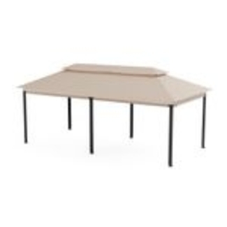 Blumfeldt Grandezza Cortina Pavillon 3x6 m – Stahlrahmen, Aufrollbare Seitenteile, Wetterfestes Dach, UV30+ Schutz, Gartenpavillon Beige