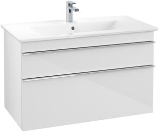 VILLEROY & BOCH VENTICELLO Waschbeckenunterschrank 95 cm breit, Weiß, Griff Chrom, 2 Schubladen