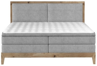 Sofa Dreams Boxspringbett Lille, Webstoff, grau, 160 x 200 cm, mit Topper, zwei Matratzen