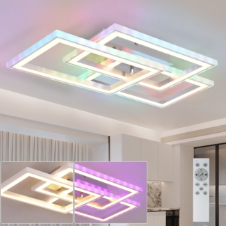 ZMH Deckenlampe LED Deckenleuchte Wohnzimmer - 45W Wohnzimmerlampe Modern Dimmbar mit Fernbedienung Schlafzimmerlampe RGB Farbwechsel Schlafzimmer Deckenbeleuchtung Geometrisch für Küche Flur