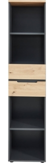 Regal Melanie / Memphis , Holzwerkstoff , Grau, Schwarz, Holzfarben , 45 x 197 x 38 cm