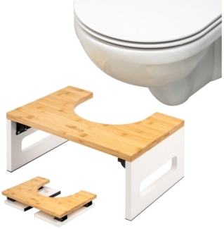 eluno Fußhocker Toilettenhocker, aus Bambus, platzsparend zusammenklappbar