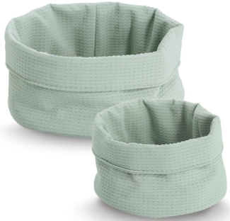 Zeller Present Aufbewahrungskorb Waffelpiqué 2-tlg. (Set, 2 St), hochwertiges Waffelpiqué, Rand krempelbar