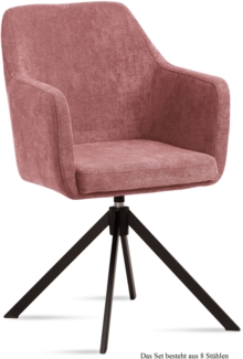 Armlehnstuhl drehbar (8er-Set) Denice 57 x 87 x 60 Schwarz/Rosewood