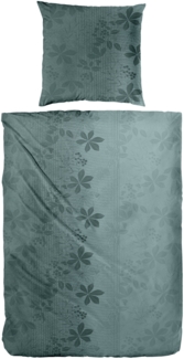 Primera Feinbiber Bettwäsche 135x200 Blütenranke petrol grün 173099-55