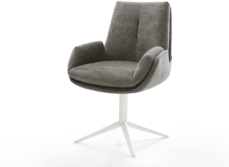 Drehstuhl Clea-Flex Bouclé Soft Schlamm Fußkreuz Weiß 360° drehbar Wippfunktion