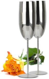 2 Sektgläser 270ml Edelstahl Silber Sektkelche Champagner Sektglas Proseccoglas