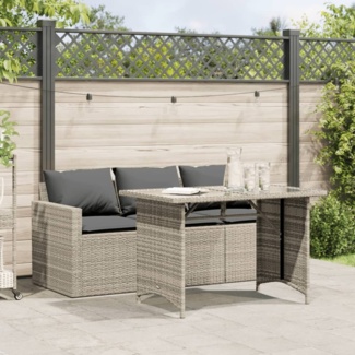 vidaXL 2-tlg. Garten-Essgruppe mit Kissen Hellgrau Poly Rattan 366334