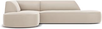 Micadoni 4-Sitzer Samtstoff Modular Ecke links Sofa Ruby | Bezug Beige | Beinfarbe Black Plastic