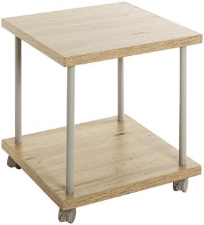 Beistelltisch >52714< in eiche, grau, MDF, Metall - 40x45x40cm (BxHxT)