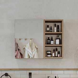 Roomart Badezimmerspiegelschrank LOTUS 75 cm – Eiche – Moderner Badschrank mit Spiegel & Soft-Close