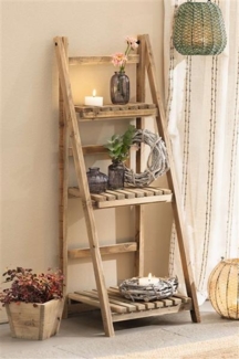 Regal "Recycling-Chic" aus Holz, klappbar, rustikal, 3 Böden, Standregal, Badregal, Blumenregal