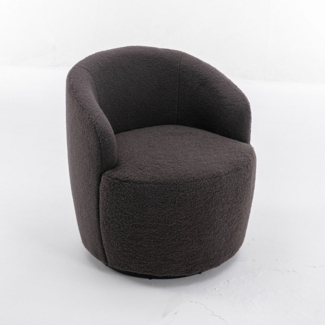 i@home Polsterstuhl Drehbarer Lounge-Sessel aus Teddy-Stoff, Gemütlicher Akzentstuhl im Fass-Design, 360° Rundfuß, gepolstert