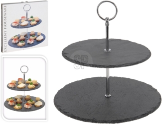 Koopman Etagere zur Selbstmontage, Schiefer, (1-tlg), 2 Etagen, Servierständer, Schiefer, Keksständer, Anrichte