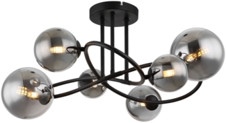 Deckenleuchte Wohnzimmer LED Deckenlampe Deckenstrahler Rauchglas Kugel 56133-6D