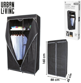 Urban Living Kleiderschrank Faltschrank Garderobe 88x45x160cm LA PENDERIE Flurschrank mit 5 Regalen, Kleiderstange, Falt-Tür zum Hochziehen