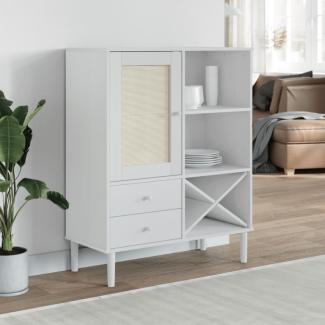 vidaXL Highboard SENJA Rattan-Optik Weiß 90x40x112 cm Kiefernholz 358053