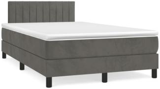 vidaXL Boxspringbett mit Matratze und LED-Beleuchtung, Samt dunkelgrau, 120x190 cm