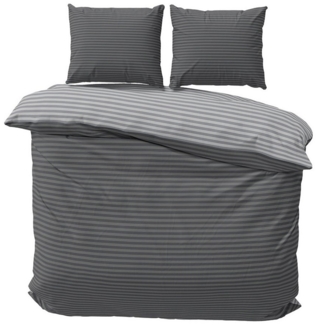 Visaggio Bettwäsche Baumwolle 135x200, 155x200, 155x220, 200x200, 200x220 oder 240x220, Renforcé, 3 teilig, Stripe Wendebettwäsche Streifen, mit Reißverschluss