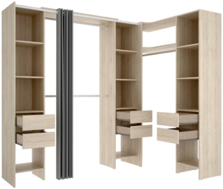 Dmora Großer Kleiderschrank Alanno, Schlafzimmermöbel, Schrank, Garderobe, 234x141 h205 cm, Eiche