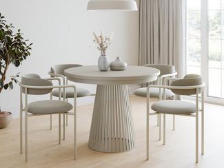 Compleo Esstisch rund Ausziehbar Ø: 120 cm oder Ø: 100 cm, Modern Esstisch mit Lamellen, DAST