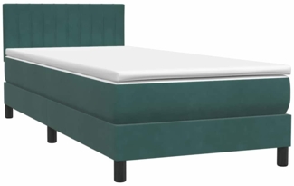 vidaXL Boxspringbett mit Matratze Dunkelgrün 90x220 cm Samt 3316434