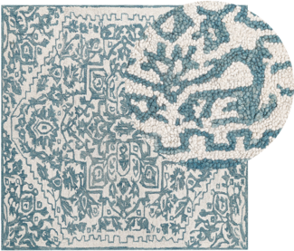 Teppich Wolle weiß blau 200 x 200 cm AHMETLI