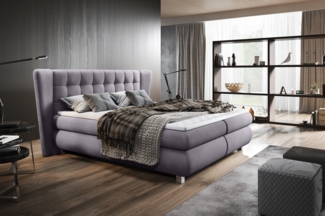 99rooms Florian Boxspringbett 140x200 cm Struktur JAZZ Grau Bonell-Federung