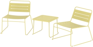DELUKE® Gartenmöbel Set 3-teilig KUBRO - Wetterfest, Stahl | Balkonmöbel Set 2 Personen Balkontisch mit 2 Stühlen Outdoor Sitzgarnitur, Gelb