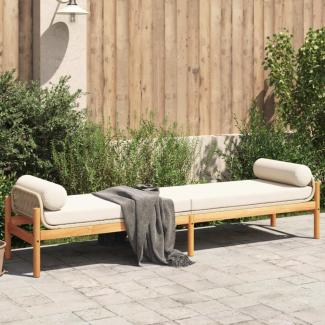 vidaXL Gartenbank mit Kissen Beige Poly Rattan Akazie 366301