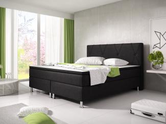 Boxspringbett 'Boston' komplett, Webstoff schwarz, 180x200 cm