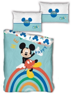 Disney Mickey Maus Regenbogen Bettwäsche Set (Bettbezug 140 x 200 cm und 1 Kissenbezug 63 x 63 cm)