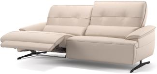 Sofanella 3-Sitzer PERLO Echtleder Designersofa Ledercouch in Creme S: 188 Breite x 101 Tiefe