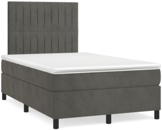 vidaXL Boxspringbett mit Matratze Dunkelgrau 120x200 cm Samt, Härtegrad: H2 [3143134]