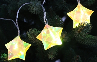 LED Lichterkette Sterne, 10 LED, bunt, Timer, Batteriebetrieb, innen