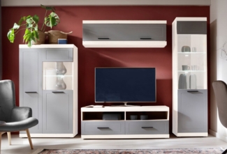 Wohnwand ""Kvantum"" Anbauwand 4-teilig Weiß MDF Dust grey