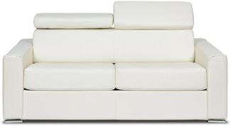 Vente-unique - Schlafsofa mit Matratze 3-Sitzer - Büffelleder - Weiß - Liegefläche 140 cm - Matratze 18 cm - VIZIR