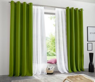 my home Vorhang Raja, Ösen (2 St), blickdicht, Polyester, 2er-Set, Bestseller, einfarbig, modern, pflegeleichte Mikrofaser