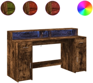 vidaXL LED-Schreibtisch Räuchereiche 160x55x91 cm Holzwerkstoff 3309433